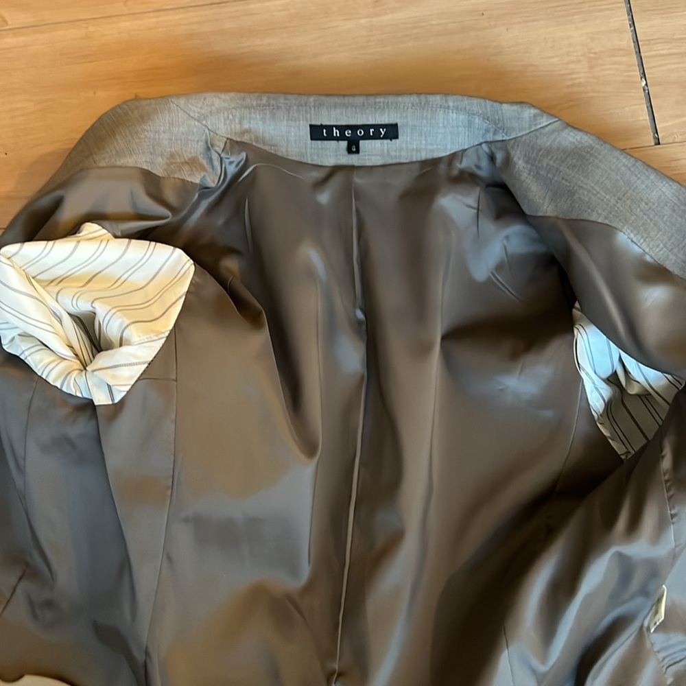 Theory Wool Blazer: 2-Button Structured Shoulders… - image 5